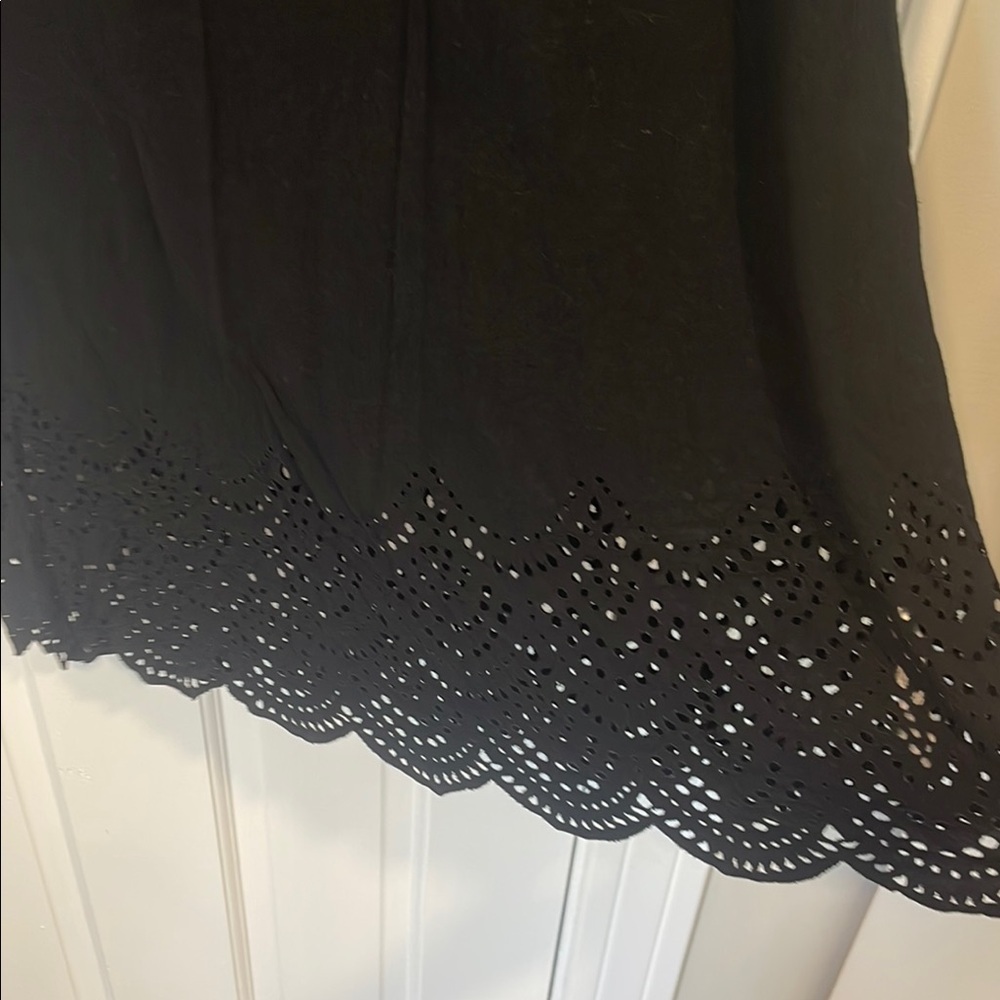 Venus Black Long Sleeve Tunic Dress Scalloped Hem Bell Sleeve Medium - Picture 4 of 4